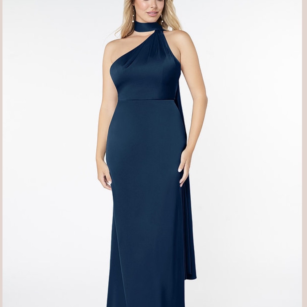 Azazie Azazie Kaylani Dark Navy One-Shoulder Gown